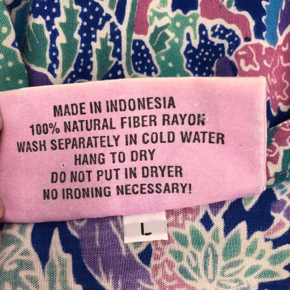 Rainbow Jo Vintage Women Size Large Hawaiian Tropical Print Natural Fiber Dress - Picture 8 of 10